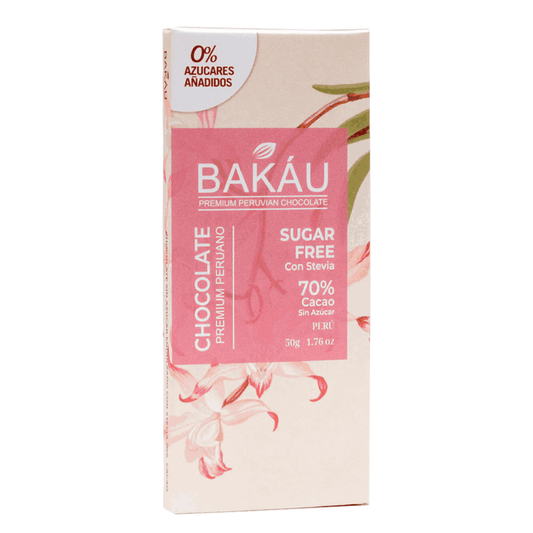 CHOCOLATE SIN AZUCAR 70% CACAO BAKÁU 50 G.