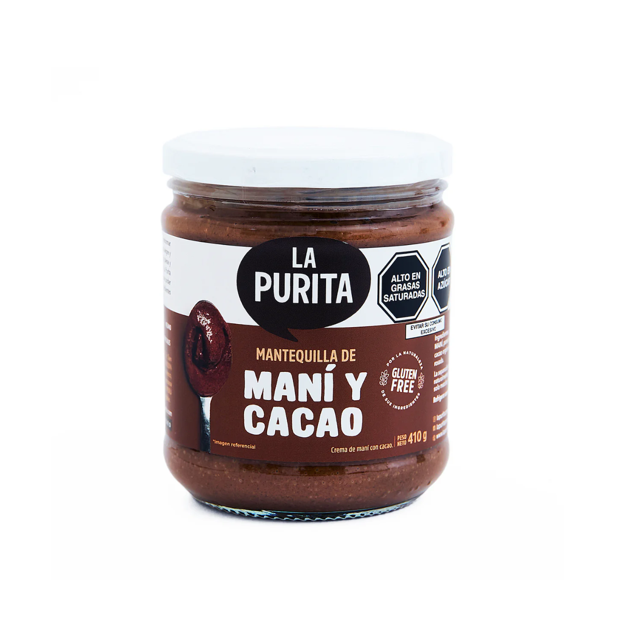 MANTEQUILLA DE MANÍ Y CACAO 410 GR - LA PURITA