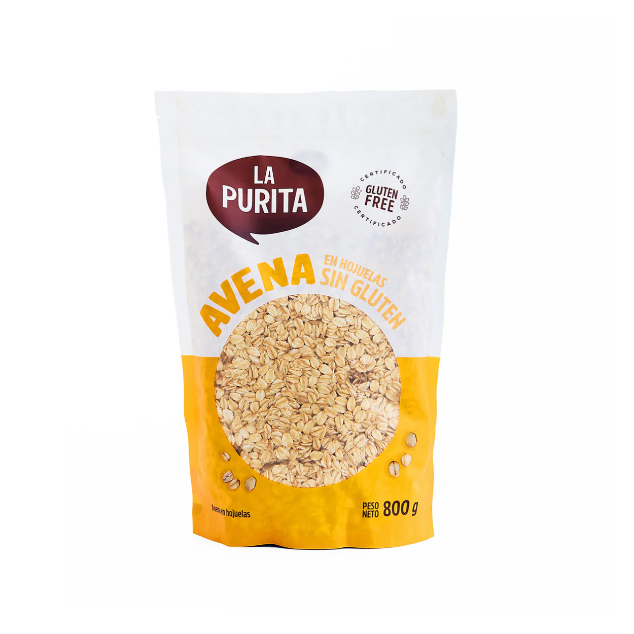 AVENA EN HOJUELAS SIN GLUTEN 800 GR  - LA PURITA