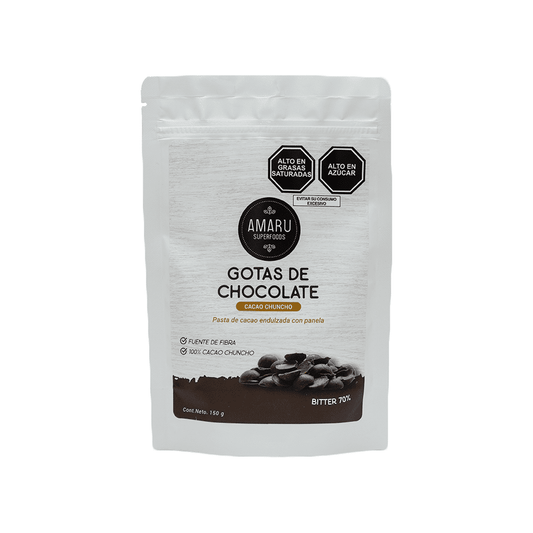 GOTAS DE CHOCOLATE BITTER 70% AMARU 150 GR. GLUTEN FREE