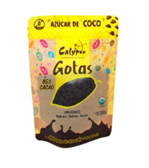 GOTAS DE CACAO  85% CON  AZUCAR DE COCO