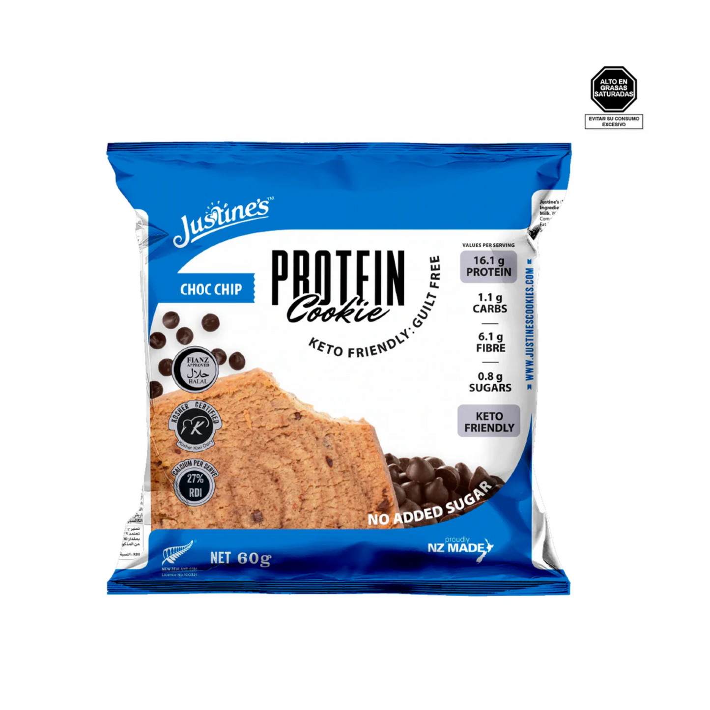 GALLETA PROTEICA CHOCO CHIP KETO - JUSTINES 60G