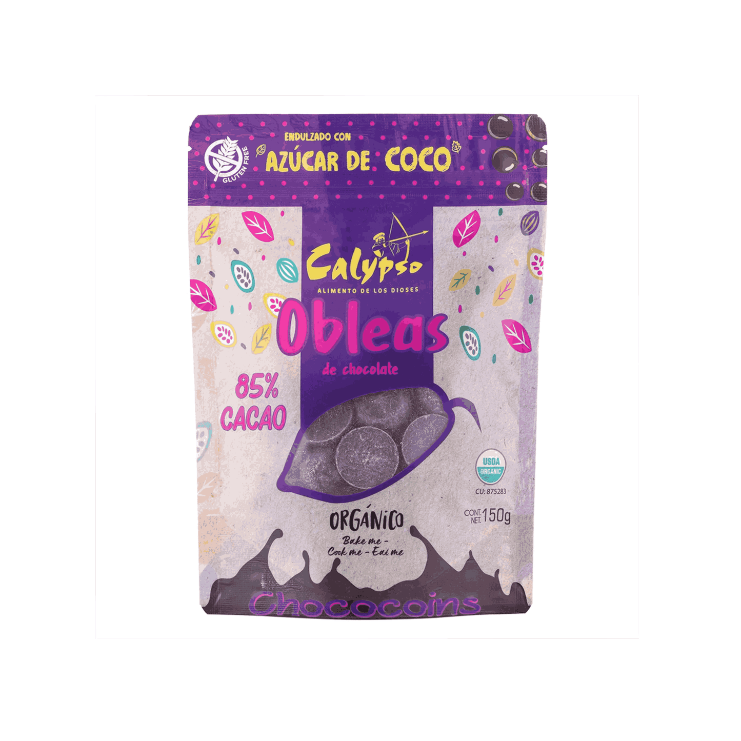 MONEDAS 85% CACAO CON AZUCAR DE COCO CALYPSO 150G