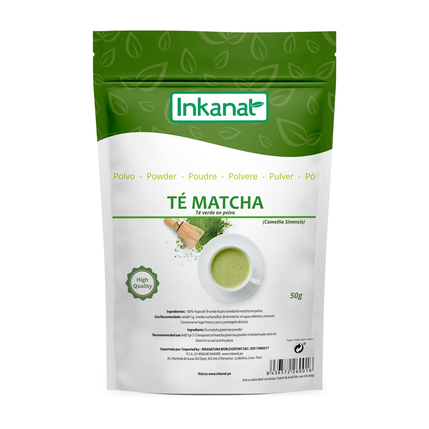 TE VERDE MATCHA EN POLVO - INKANAT 50G