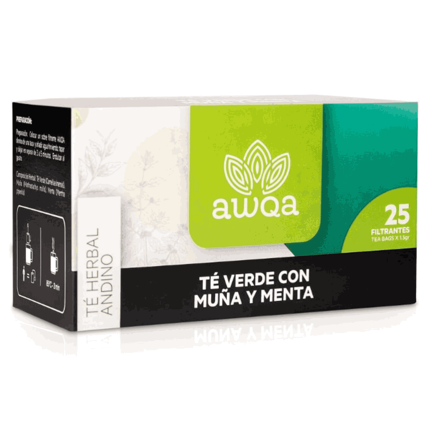 TE VERDE CON MENTA Y MUÑA AWQA 25 SOBRES