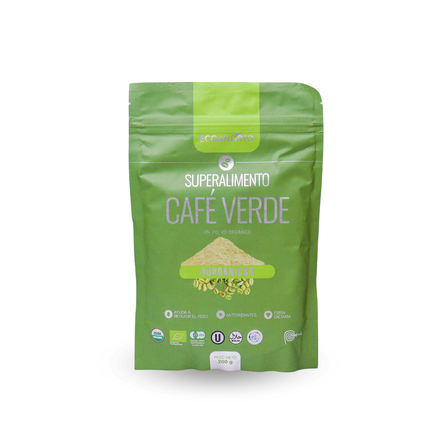 CAFE VERDE EN POLVO ECOANDINO 200G.