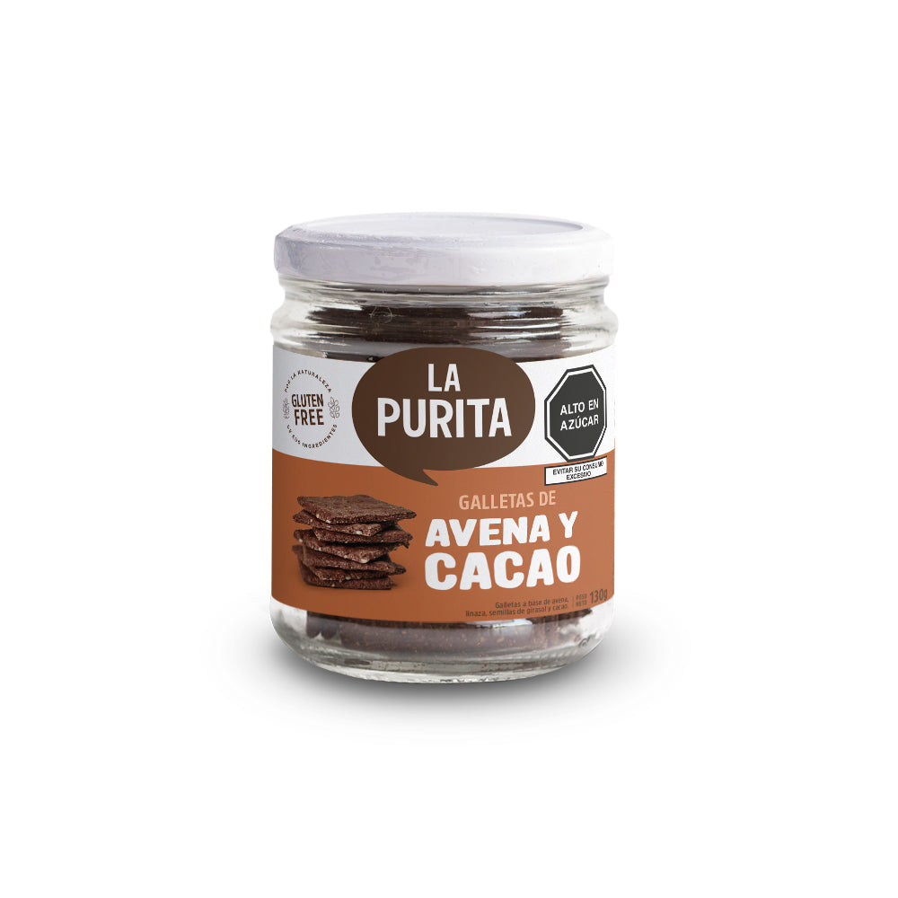 FRASCO DE GALLETAS DE AVENA Y CACAO 130 GR - LA PURITA