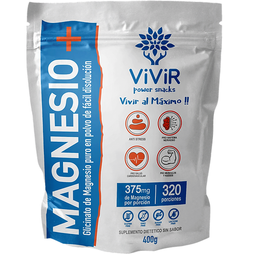 Glicinato De Magnesio En Polvo 400g Vivir Power