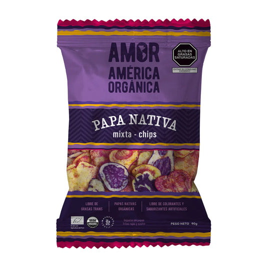 CHIPS PAPA NATIVA MIXTA AMERICA ORGANICA 90G. ORGANICO